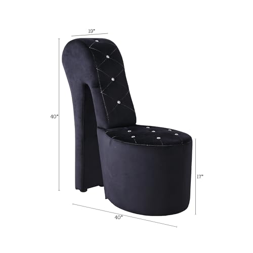 Black Velvet Shoe Chair with Crystal Studs S79945