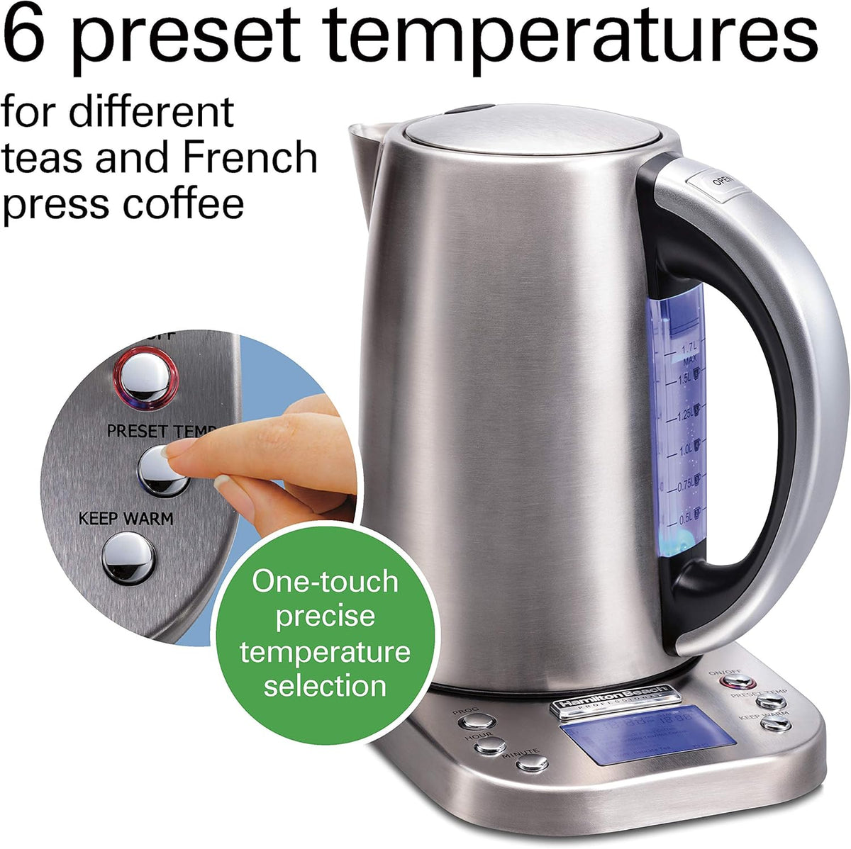 1.7 Liter 1500 Watts Cordless Electric Tea Kettle F5757