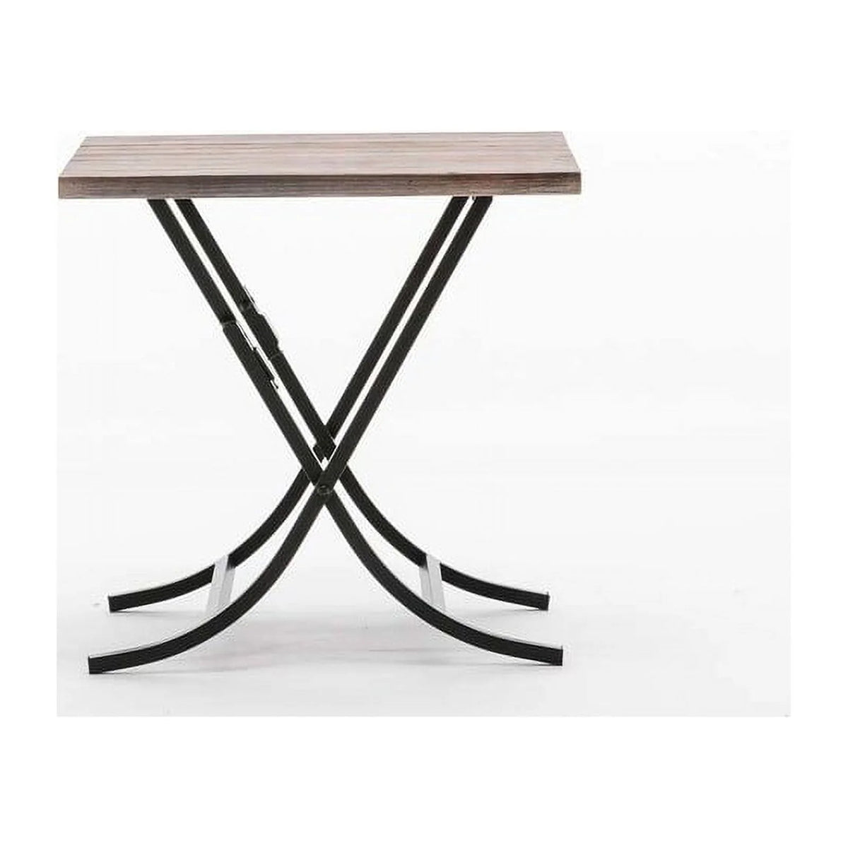Folding Industrial Wood and Metal End Table J410076