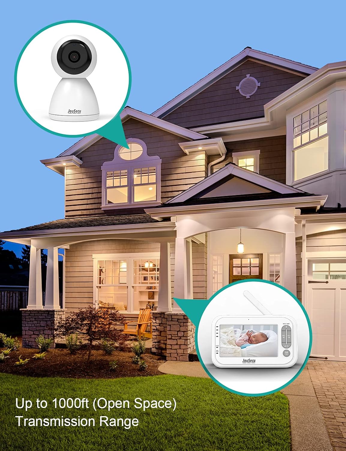 Baby Monitor with 2 Camera and Audio 4.3 Inches LCD Split Screen Q338