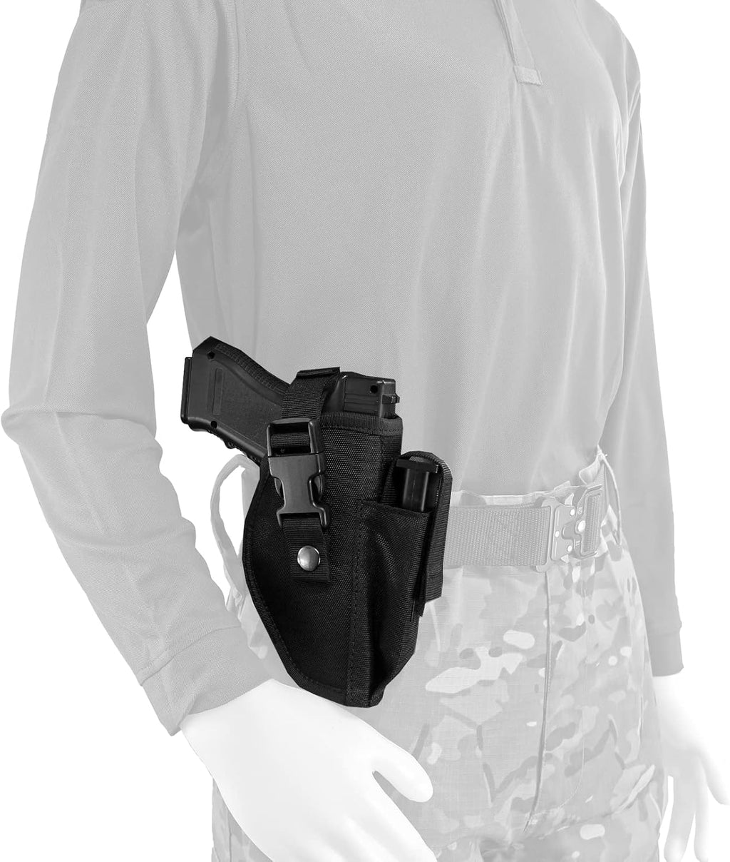Black Tactical Belt Holster with Mag Pouch and Metal Clip D19332