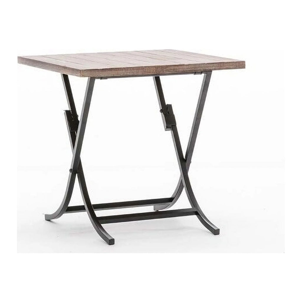 Folding Industrial Wood and Metal End Table J410076