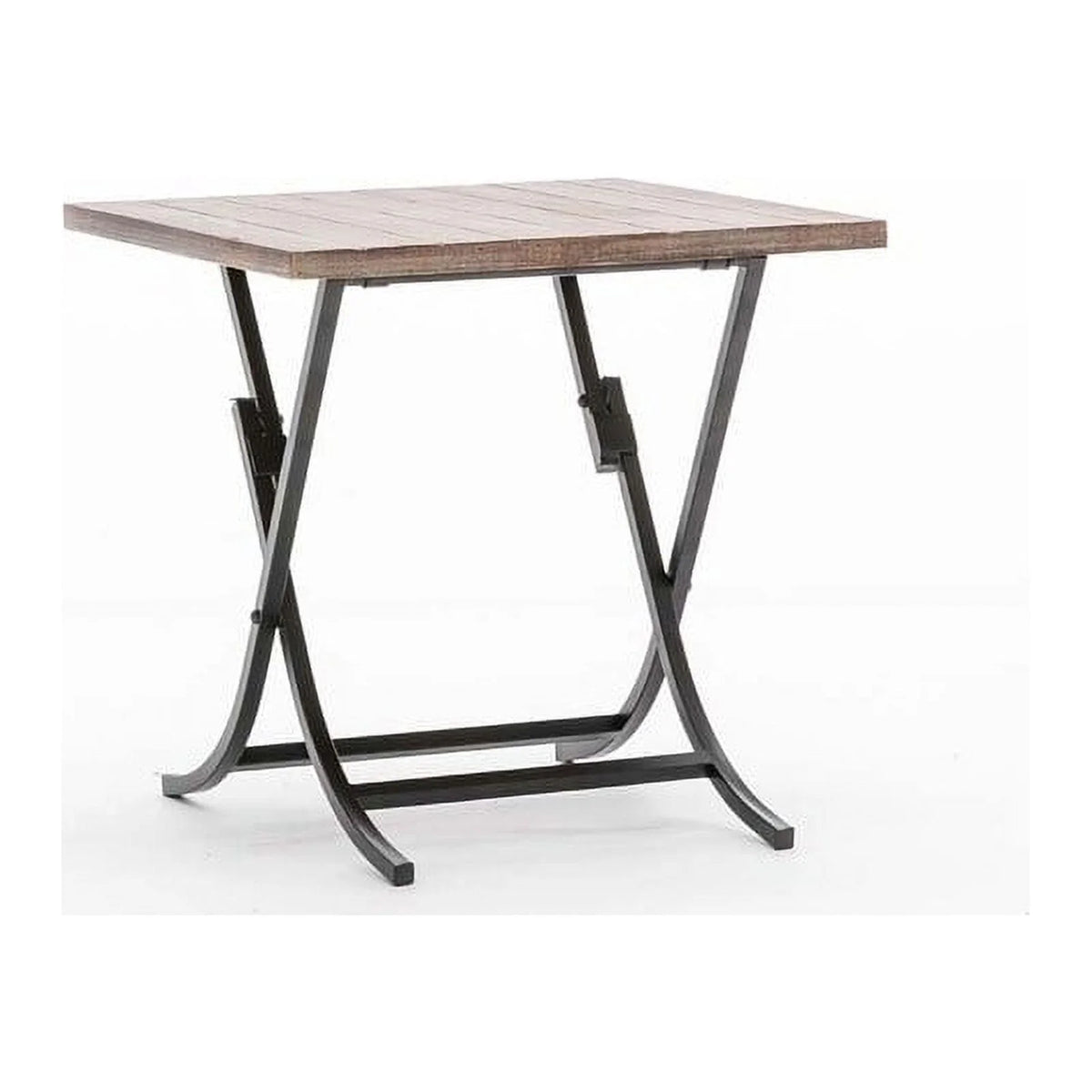 Folding Industrial Wood and Metal End Table J410076