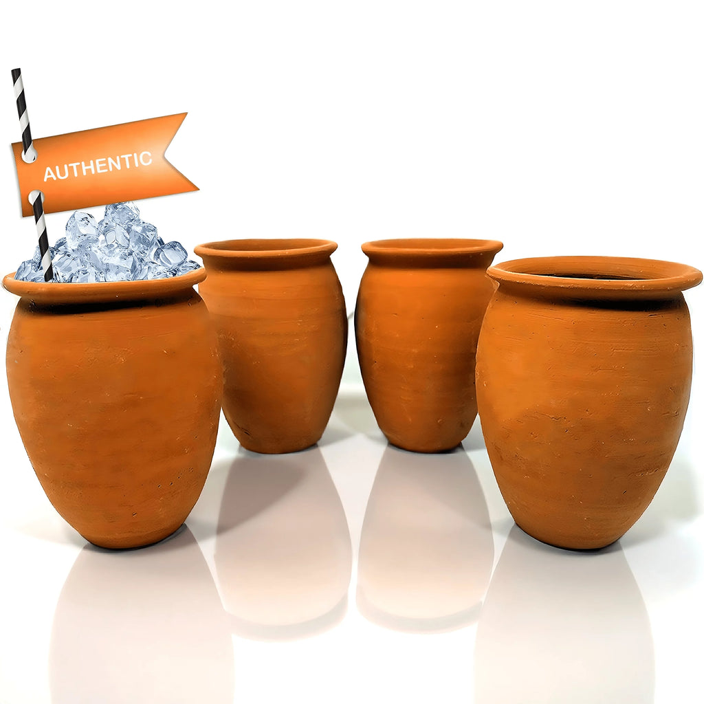 Set of 4 Natural Clay Cups T4328