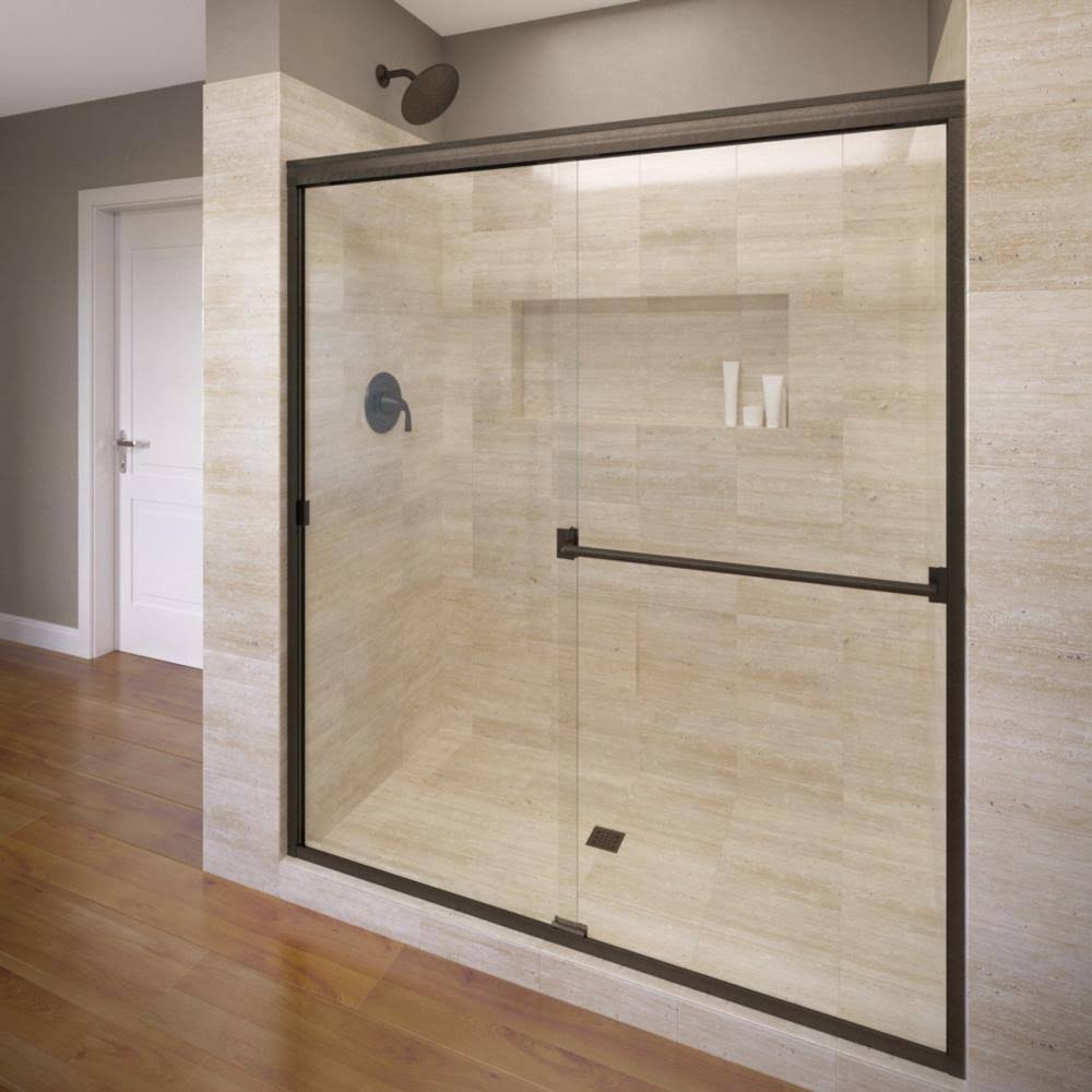 Oil Rubbed Bronze Obscure Frameless Bypass Sliding Shower Door G753348