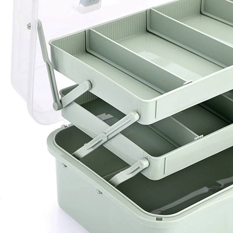 3-Layer Plastic Storage Box with Adjustable Spacers Y763041