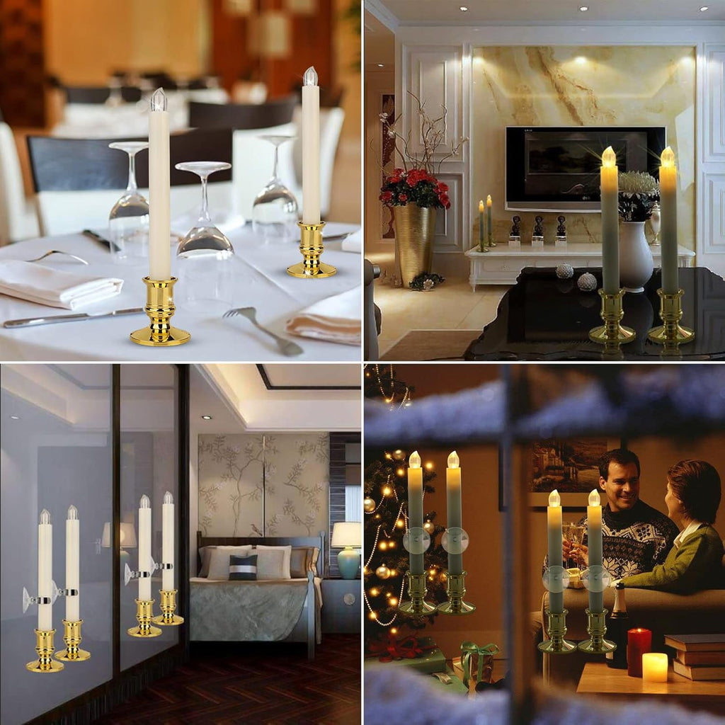 12 Pack Ivory Flickering Flameless LED Taper Candles with Remote X898386