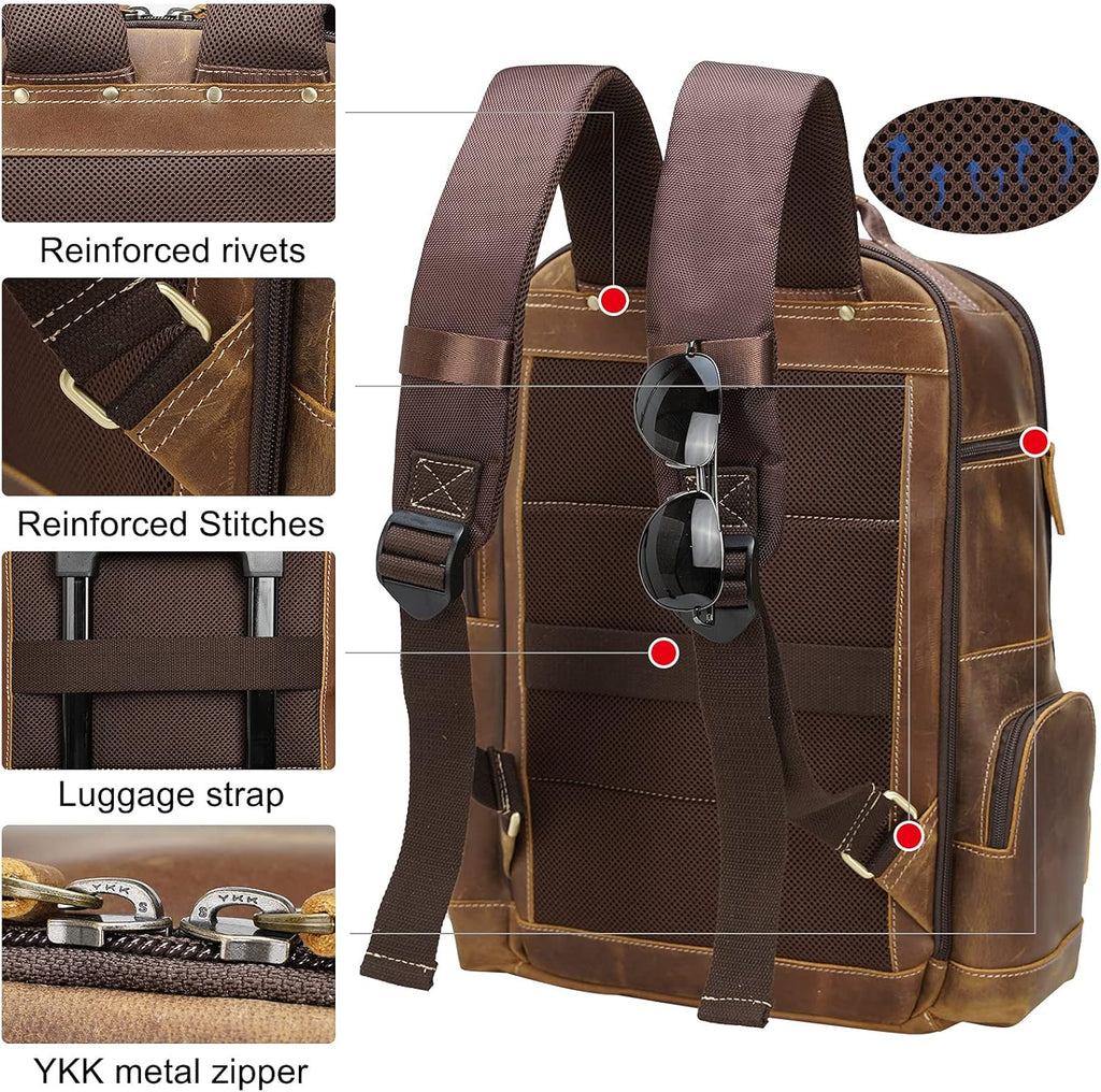 Full Grain Leather 15.6 Laptop Backpack S434358