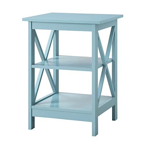 White Faux Marble/Black End Table with Storage Shelves X277616