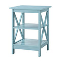 White Faux Marble/Black End Table with Storage Shelves X277616