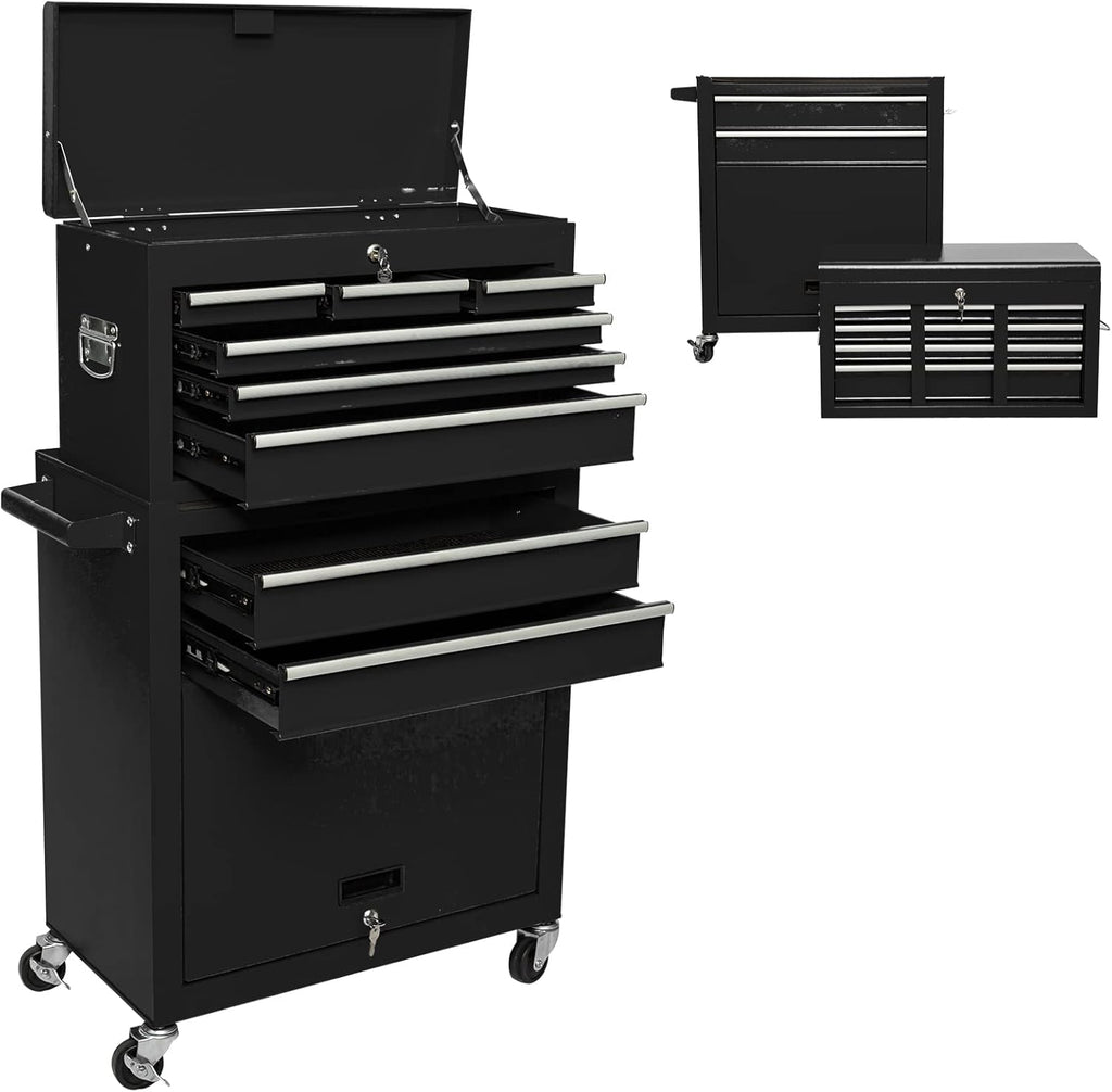 8 Drawer Rolling Tool Chest Detachable Tool Cabinet with Wheels and Lock Blue X672296