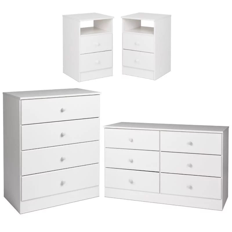 4-Piece Set with 2 Nightstands 4-Drawer Chest & Double Dresser C12344