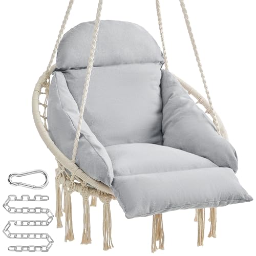 Cream White Hanging Hammock Chair with Cushion O352