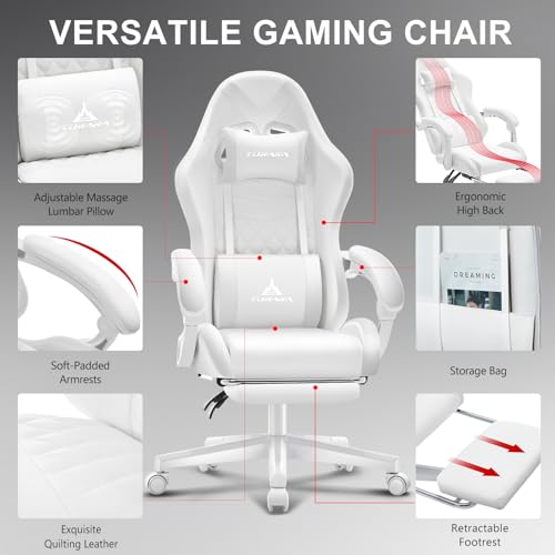 Black Ergonomic Gaming Chair with Footrest J667533