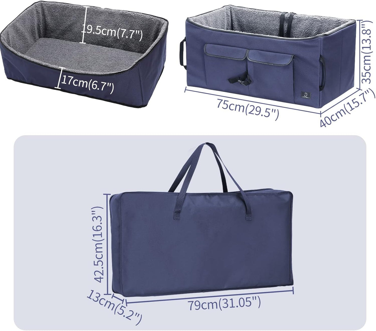 Folding Breathable Dog Booster Car Seat with Carry Bag I34763