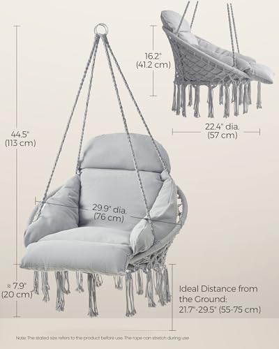 Cream White Hanging Hammock Chair with Cushion O352