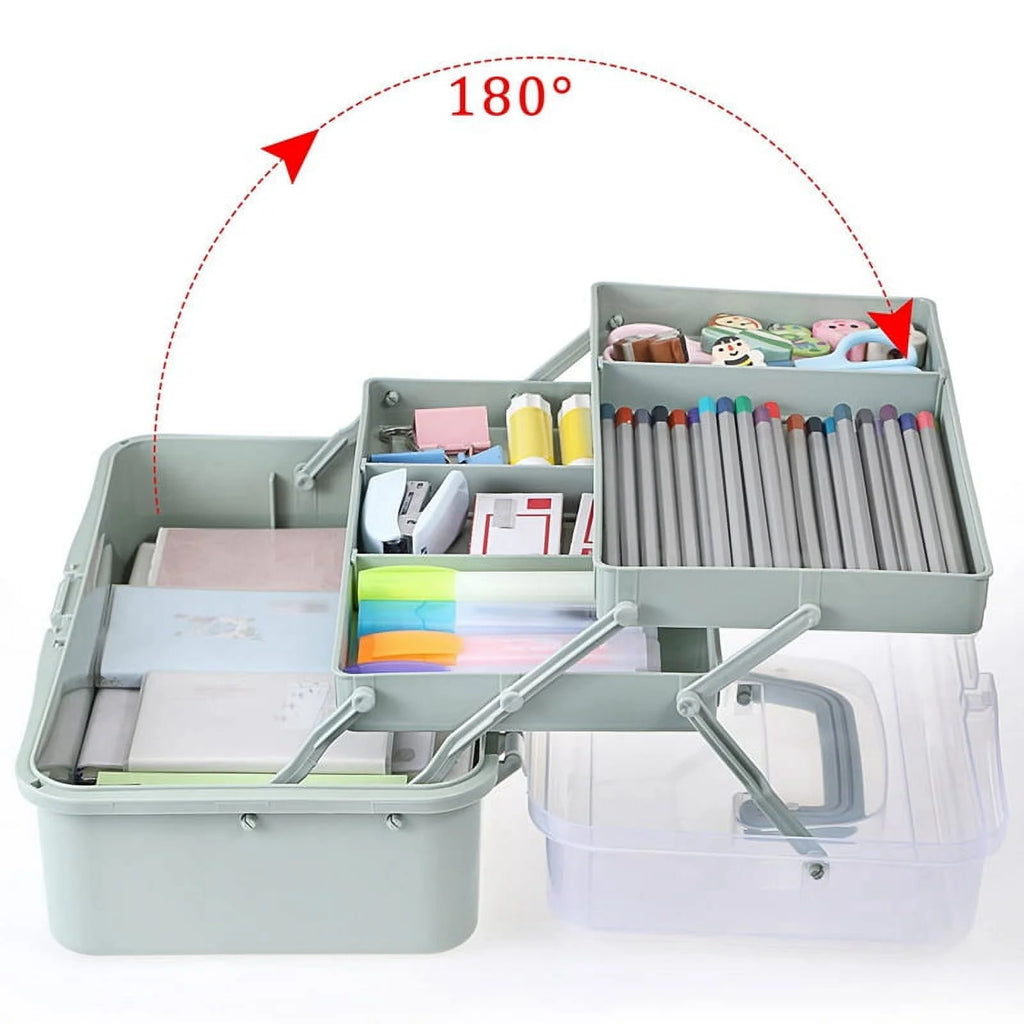 3-Layer Plastic Storage Box with Adjustable Spacers Y763041