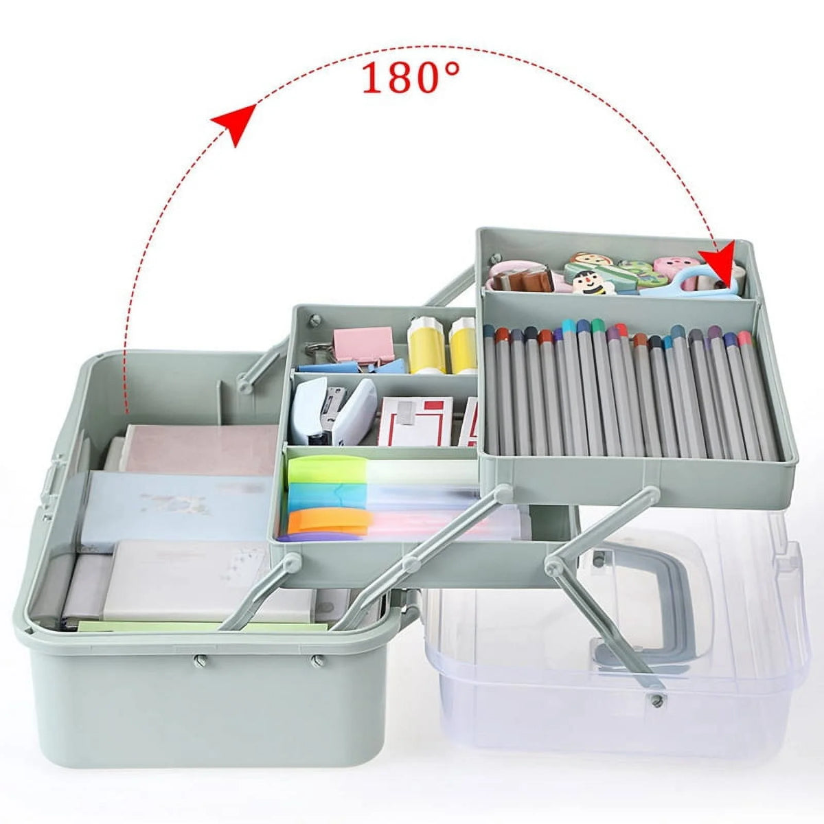 3-Layer Plastic Storage Box with Adjustable Spacers Y763041
