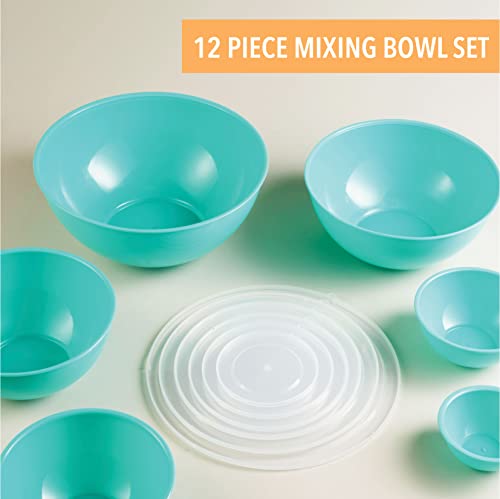 12 Piece Plastic Mixing Bowls with Airtight Lids Set O26999
