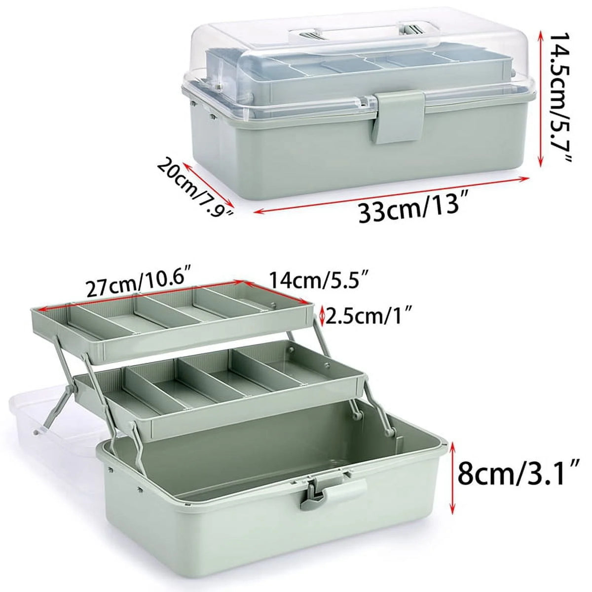 3-Layer Plastic Storage Box with Adjustable Spacers Y763041