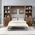 Queen Size Wall Murphy Bed with 2 Side Cabinet Storage Shelf and Built-in USB Ports S120848