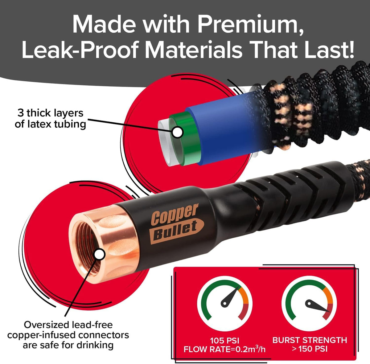 50 FT 3/4 in Expandable Garden Hose with Thumb Spray Nozzle A74688