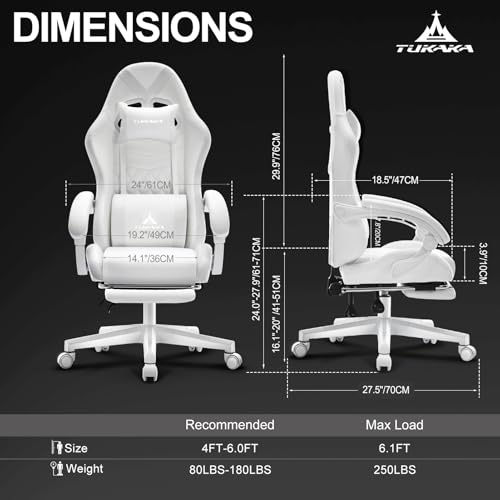 Black Ergonomic Gaming Chair with Footrest J667533