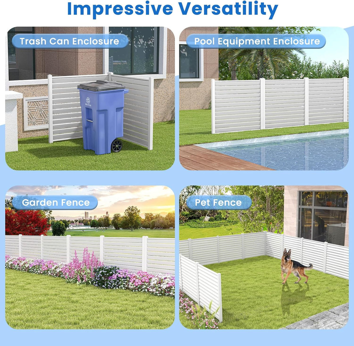 White Louvered Air Conditioner Fence 2 Panels B164
