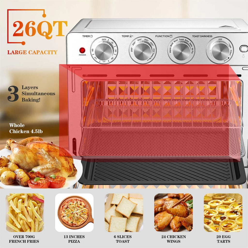 Silver 26 Quart Air Fryer Convection Oven V27112