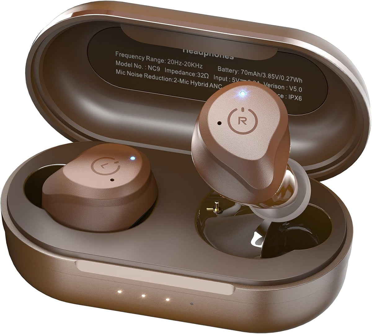 Hybrid Active Noise Cancelling Wireless Earbuds, IPX6 Waterproof Bluetooth 5.0 Black W31964