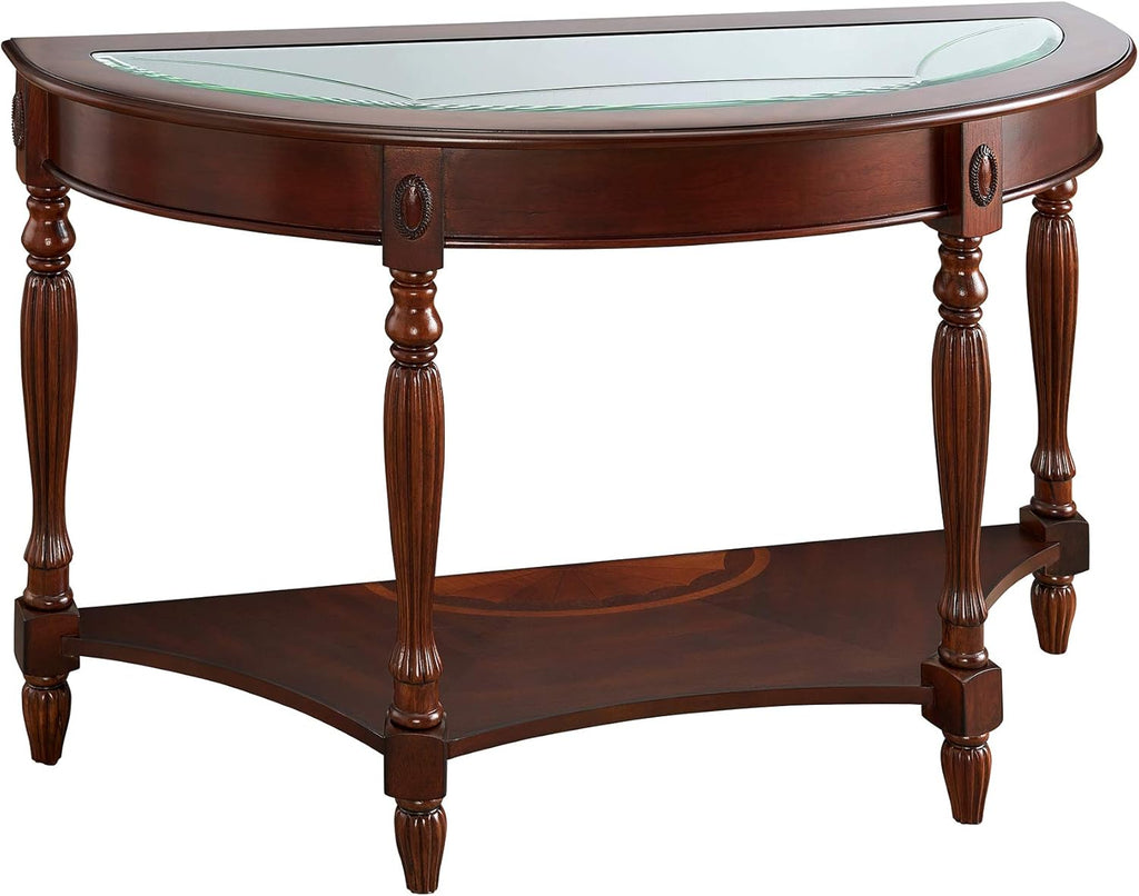 Solid Wood End Table with Tempered Glass B62085