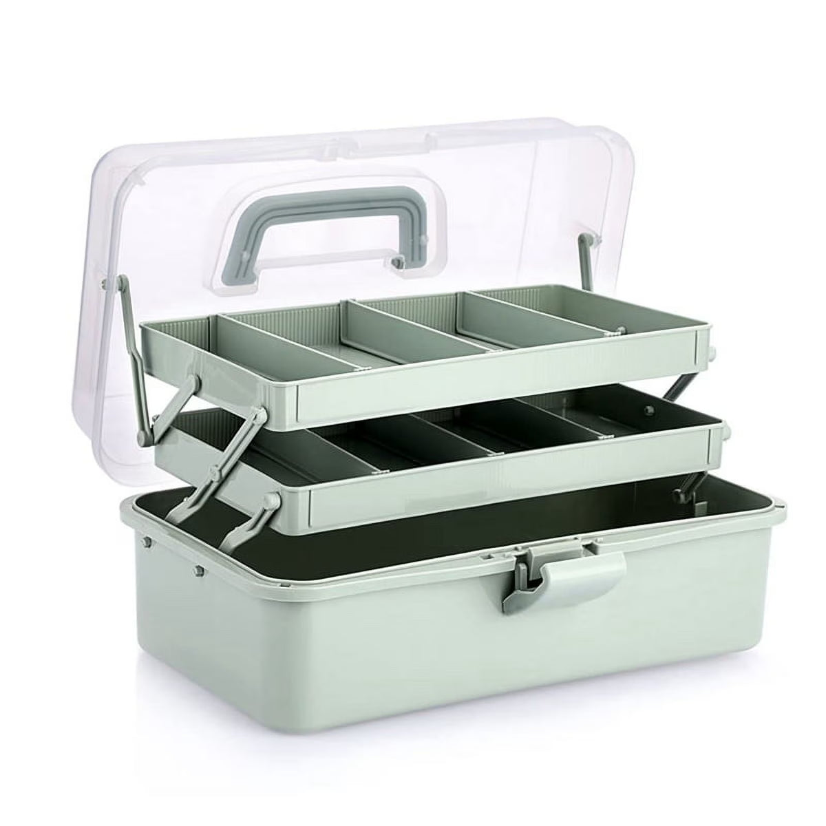 3-Layer Plastic Storage Box with Adjustable Spacers Y763041