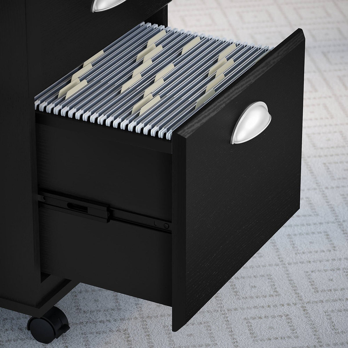 Black Suede Oak Writing Desk with 2 Drawer Mobile File Cabinet Y662