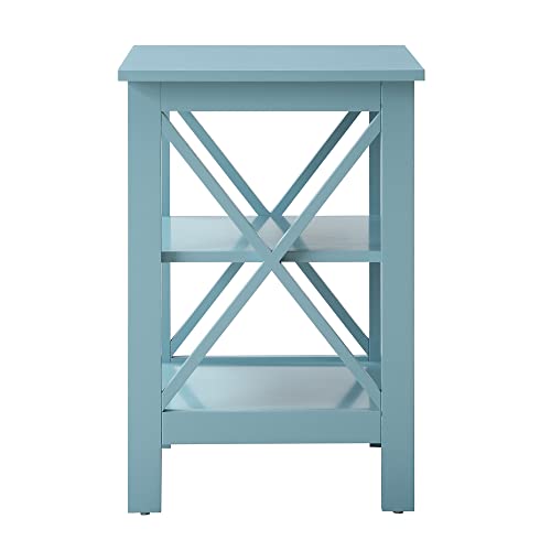 White Faux Marble/Black End Table with Storage Shelves X277616