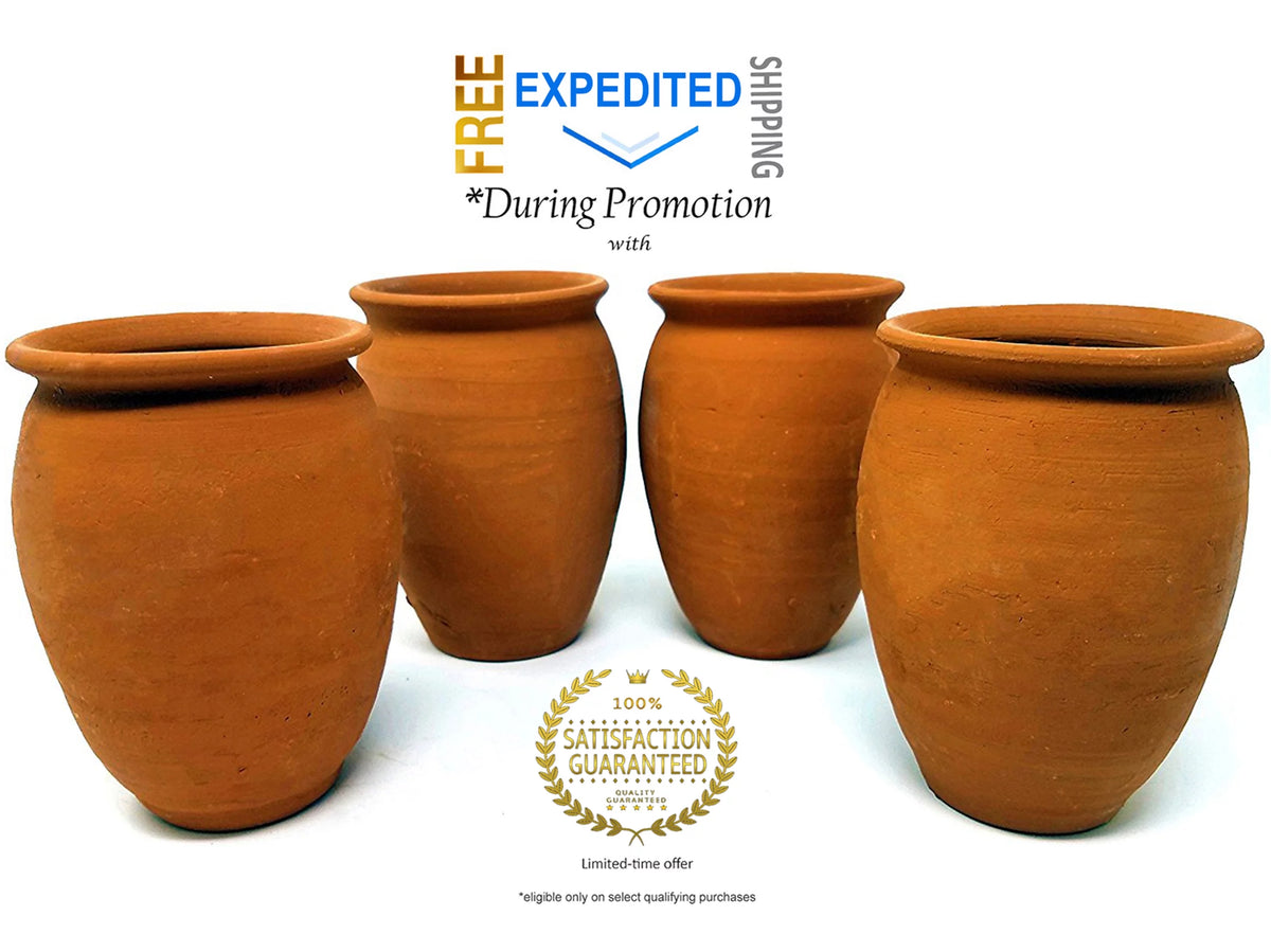Set of 4 Natural Clay Cups T4328