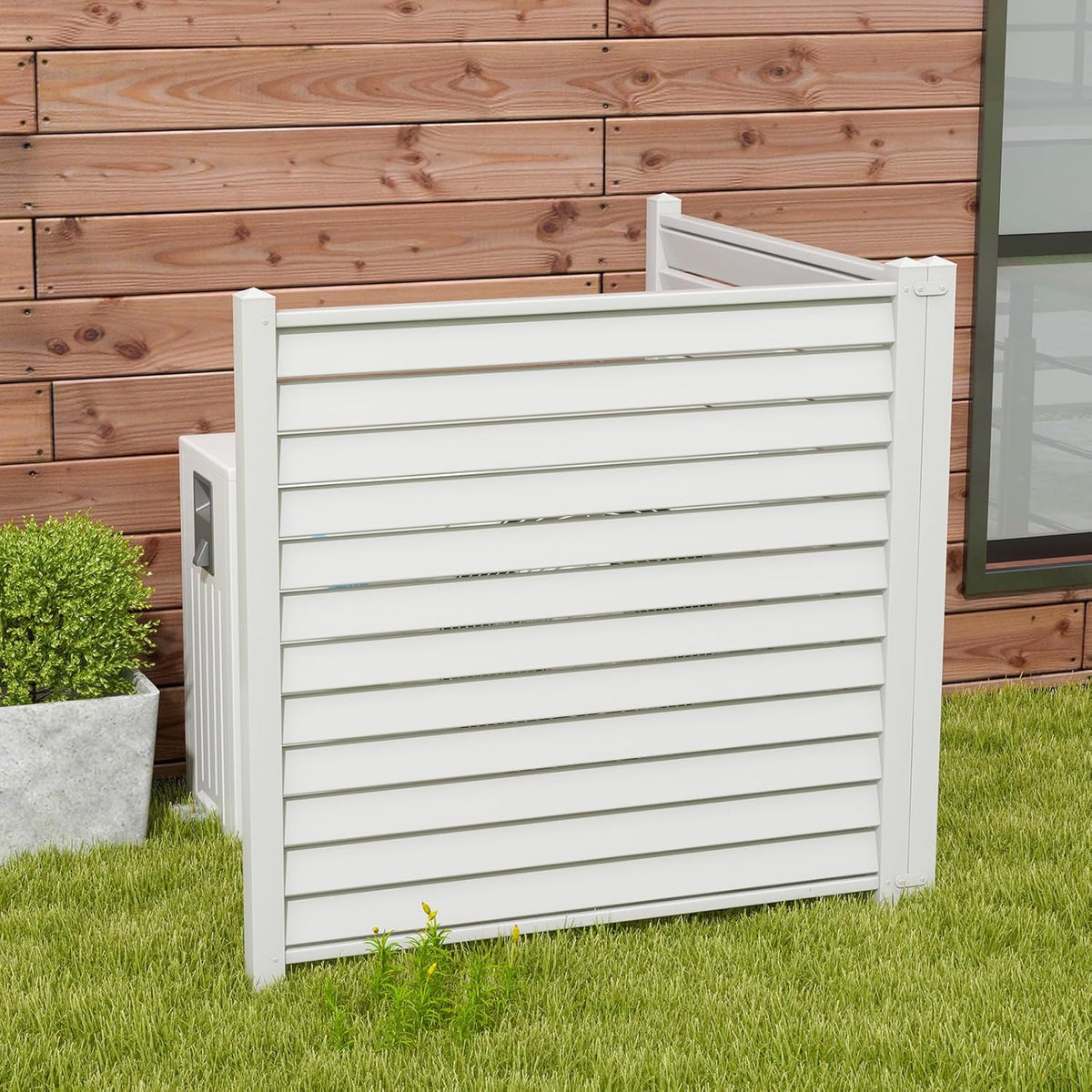 White Louvered Air Conditioner Fence 2 Panels B164
