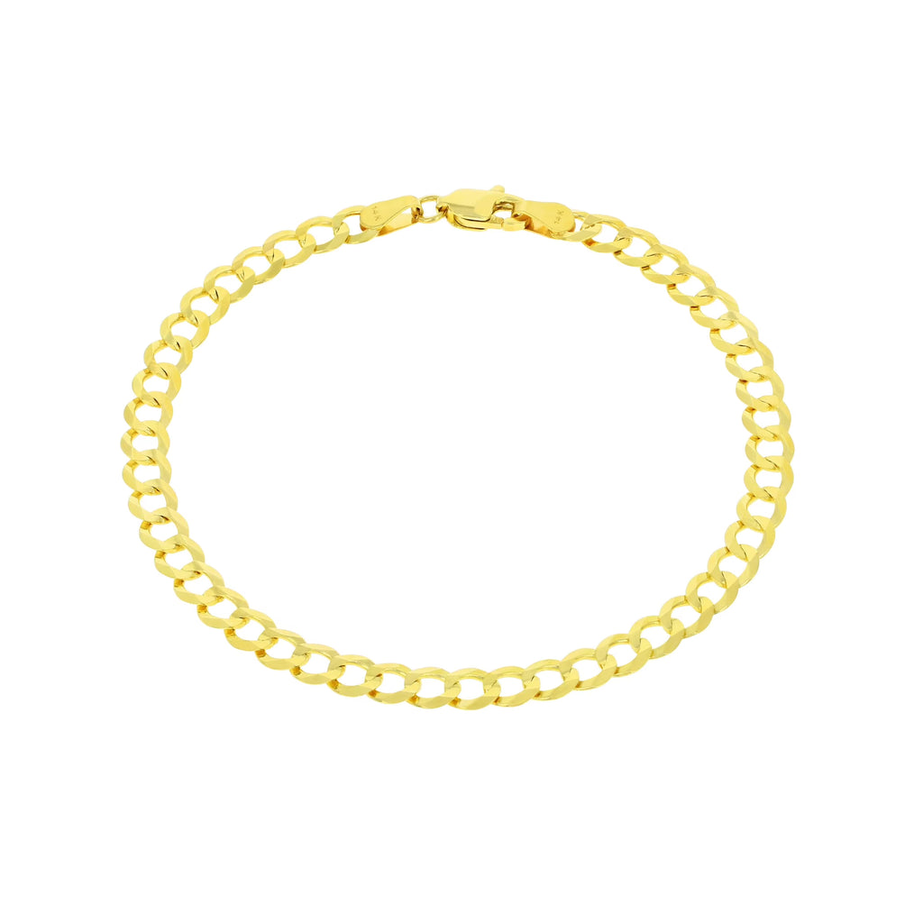 14k Yellow Gold 5mm Solid Cuban Curb Link Chain Bracelet B6610