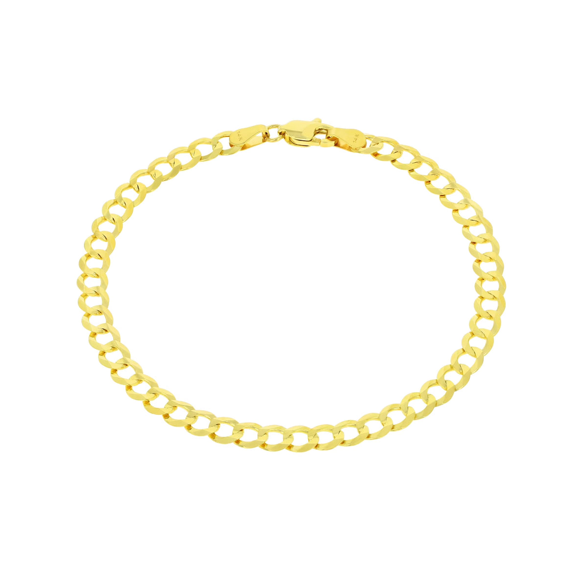 14k Yellow Gold 5mm Solid Cuban Curb Link Chain Bracelet B6610