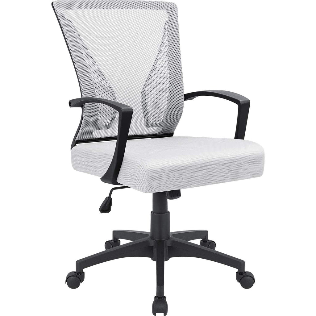 White Ergonomic Mesh Office Chair with Armrest C11855