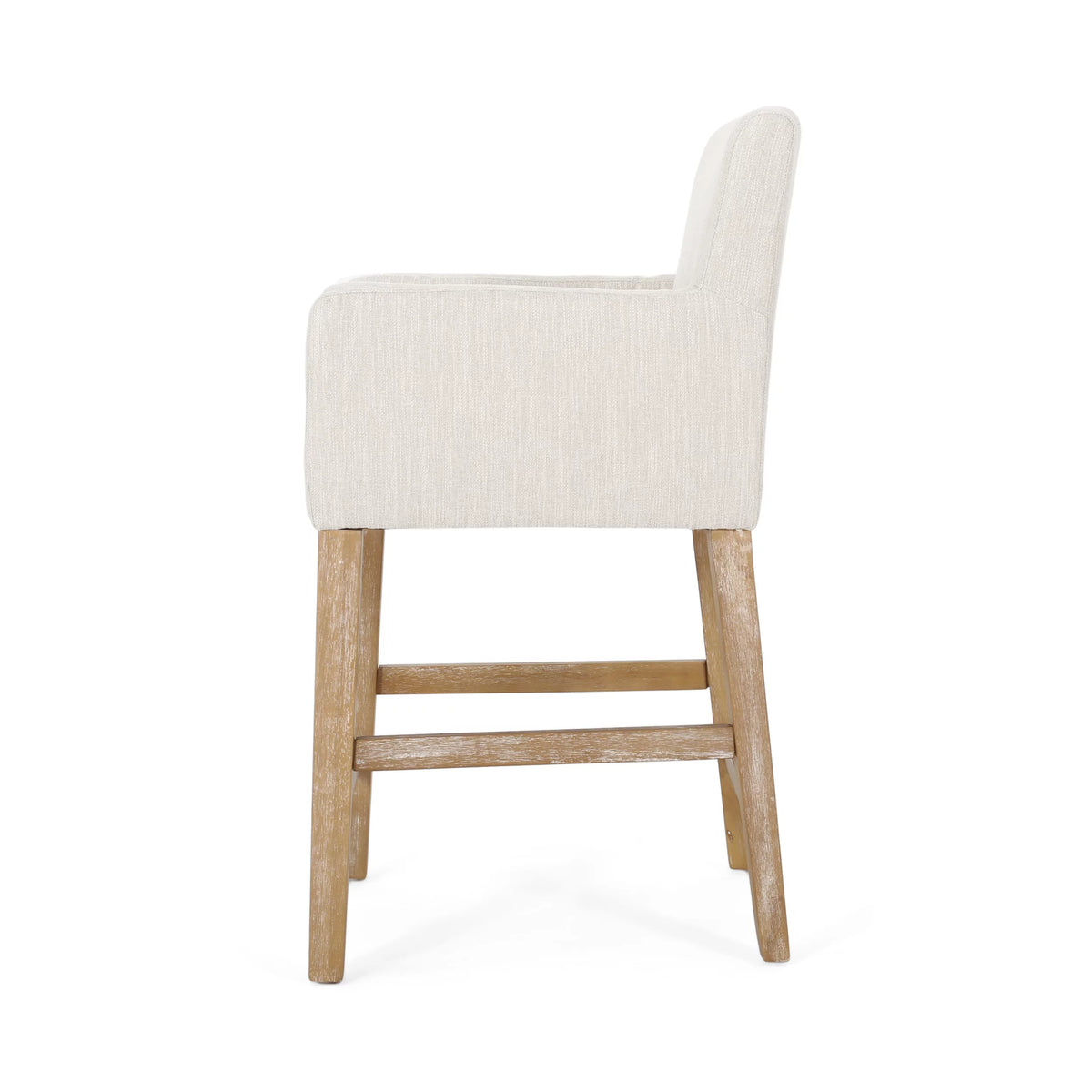 Beige Fabric Upholstered Wood 26 inch Counter Stools Set of 2 T65765