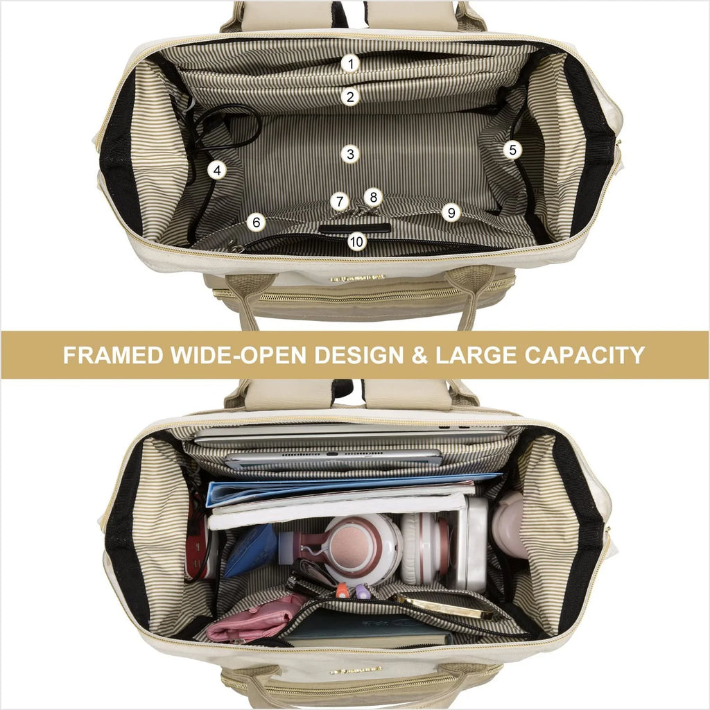 Beige-Khaki Waterproof Laptop Backpack C500