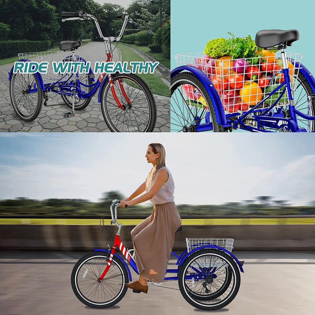 20/24/26 inch Adult Tricycle 3 Wheel Bike with Cargo Basket V807928