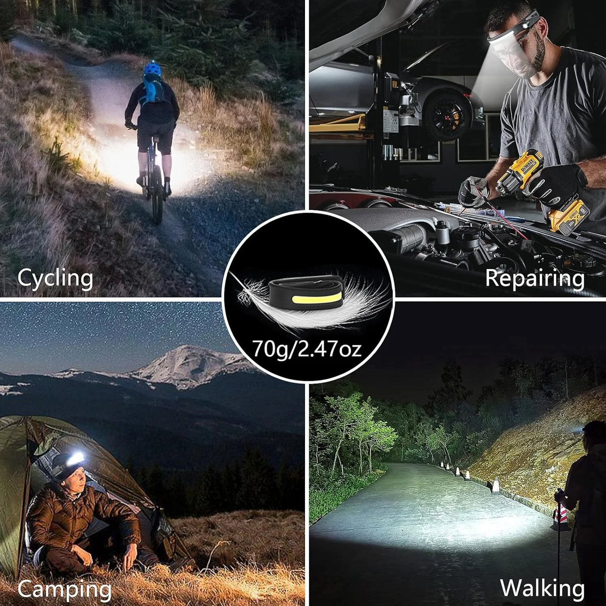 Rechargeable LED Headlamp 2 Pack with Motion Sensor B1661