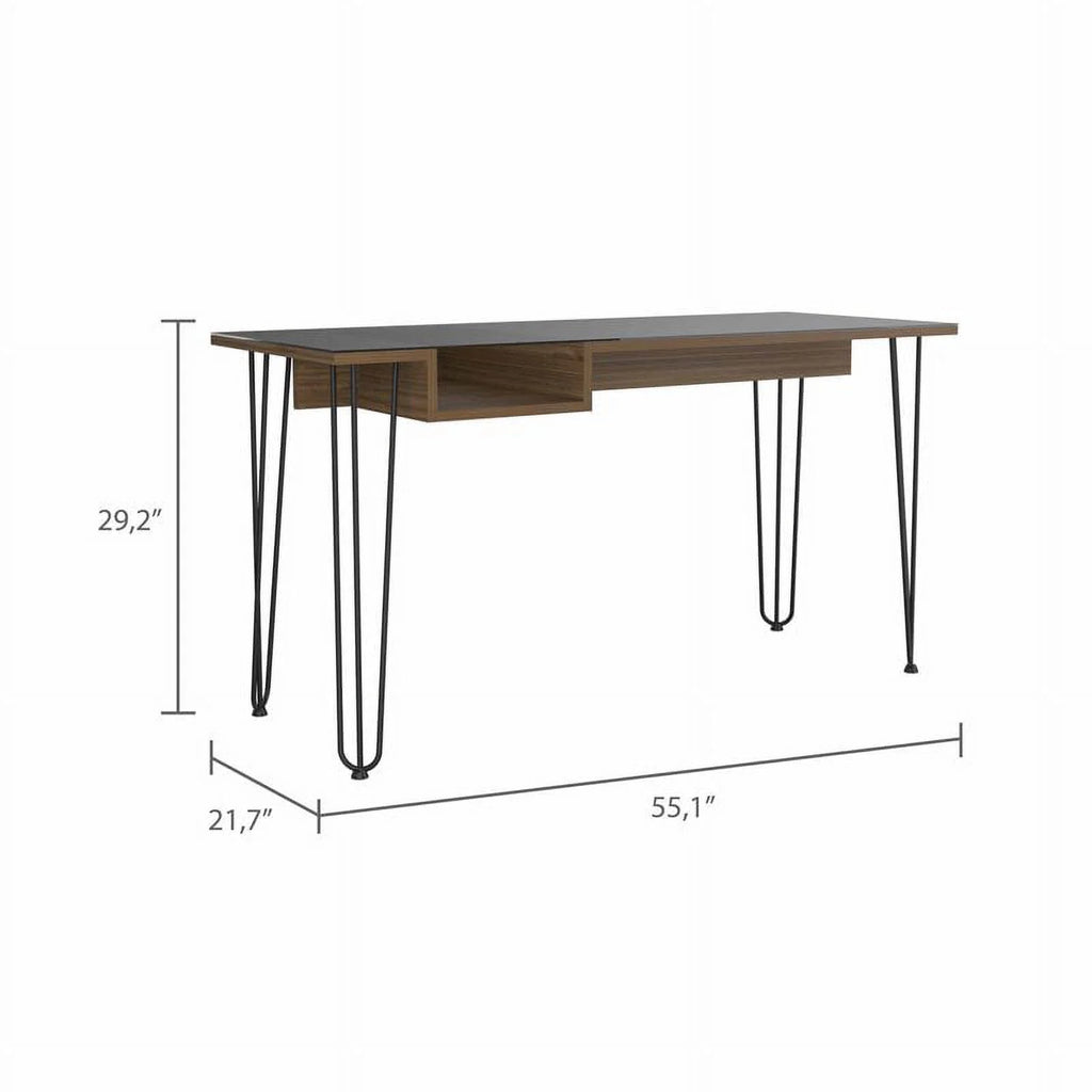 Modern Wood Desk with Steel Legs in Mahogany G4083