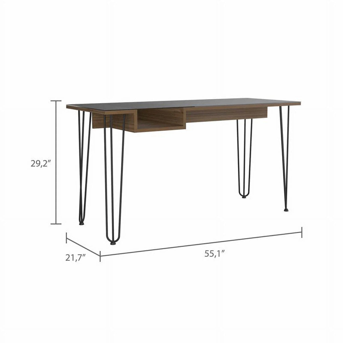Modern Wood Desk with Steel Legs in Mahogany G4083