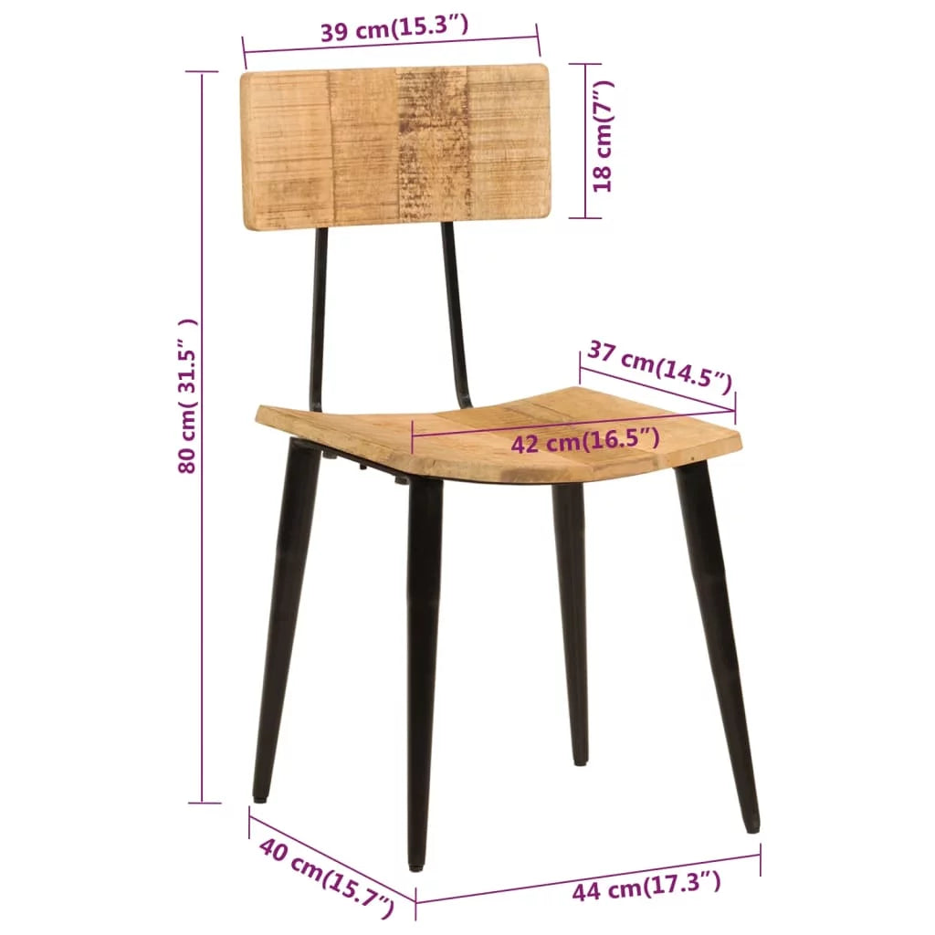 2 pcs Solid Wood Mango Dining Chairs Z833