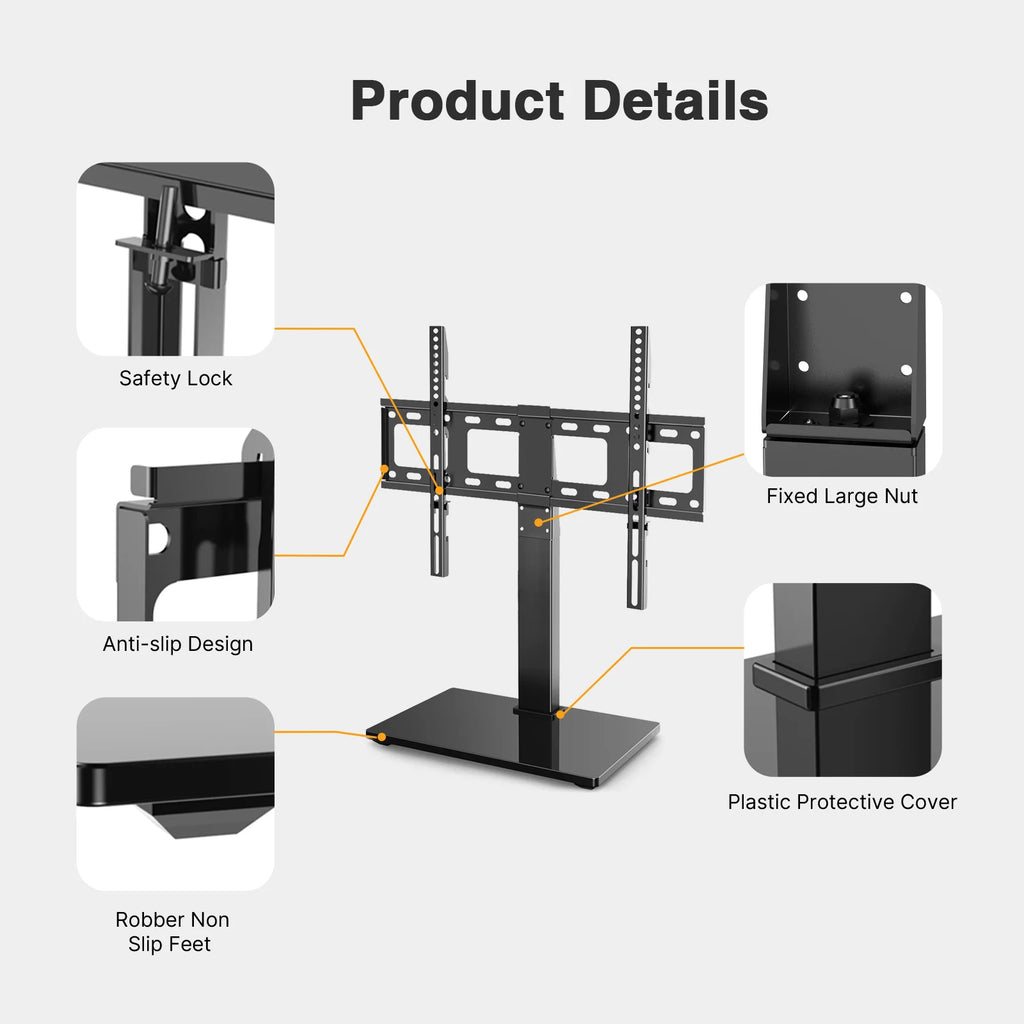 Height Adjustable Swivel TV Stand with Tempered Glass Base X73210