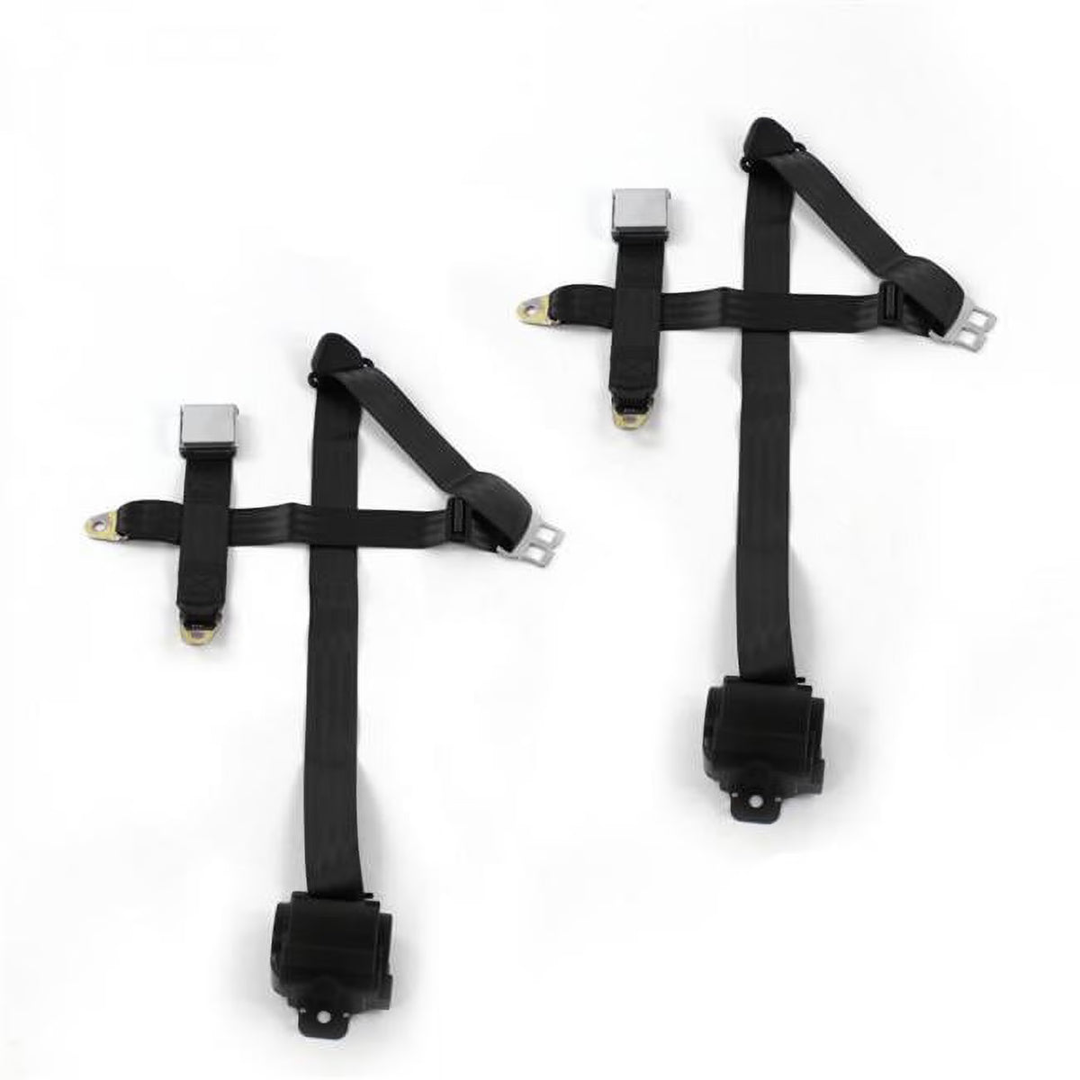 Black Retractable Bucket Seat Belt Kit 3 Point - 2 Belts P612