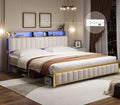 LED Queen Bed Frame with Storage Headboard and Drawers Q12358