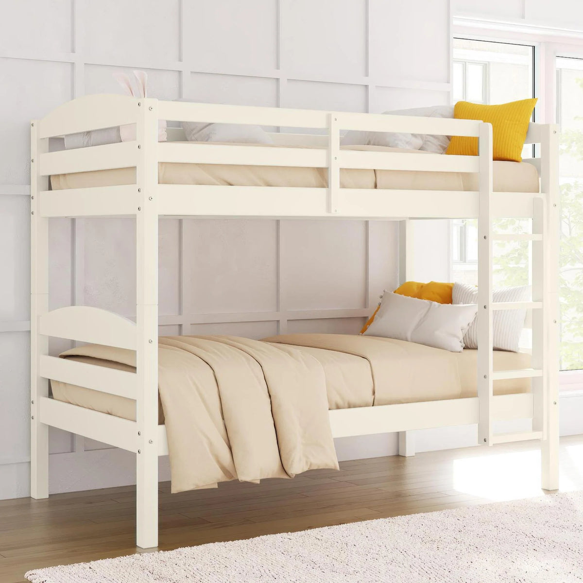 Solid Wood Twin-over-Twin Convertible Bunk Bed Z288